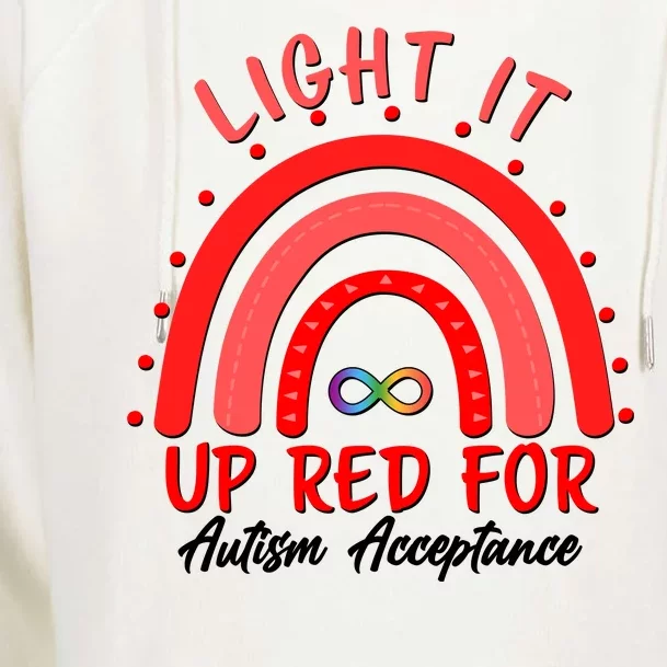 Light It Up Red For Autism Acceptance Red Rainbow Womens Funnel Neck Pullover Hood