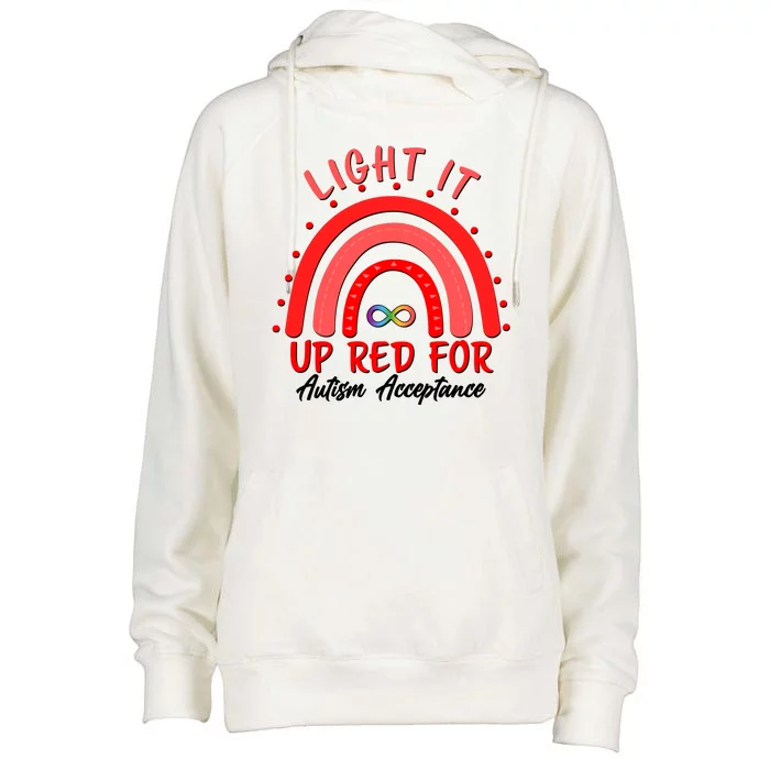 Light It Up Red For Autism Acceptance Red Rainbow Womens Funnel Neck Pullover Hood