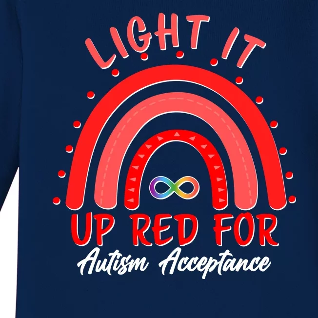 Light It Up Red For Autism Acceptance Red Rainbow Baby Long Sleeve Bodysuit