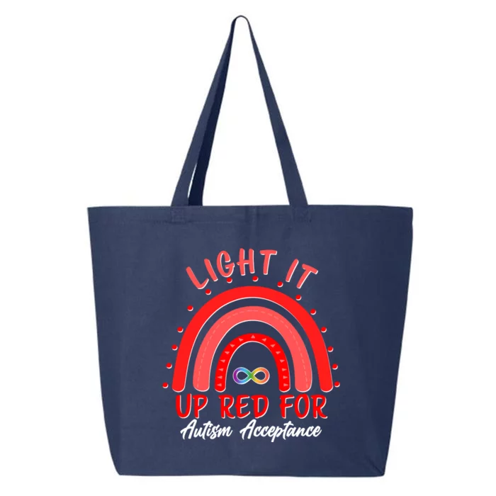 Light It Up Red For Autism Acceptance Red Rainbow 25L Jumbo Tote