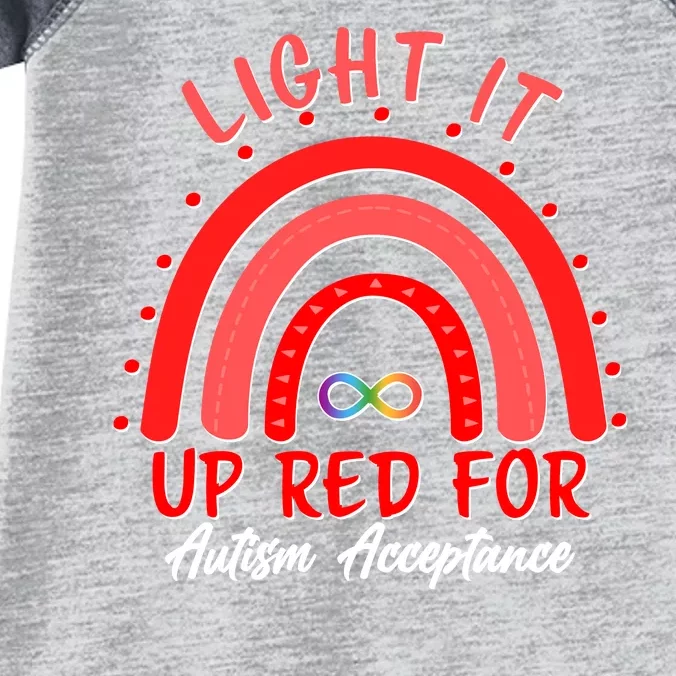 Light It Up Red For Autism Acceptance Red Rainbow Infant Baby Jersey Bodysuit