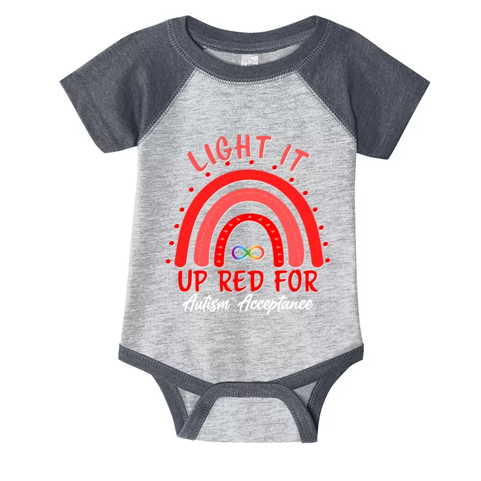 Light It Up Red For Autism Acceptance Red Rainbow Infant Baby Jersey Bodysuit