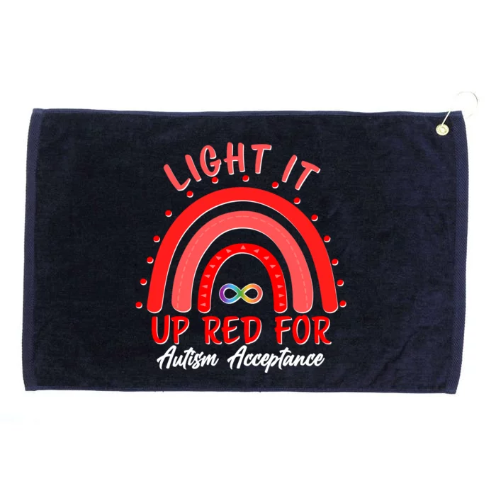 Light It Up Red For Autism Acceptance Red Rainbow Grommeted Golf Towel