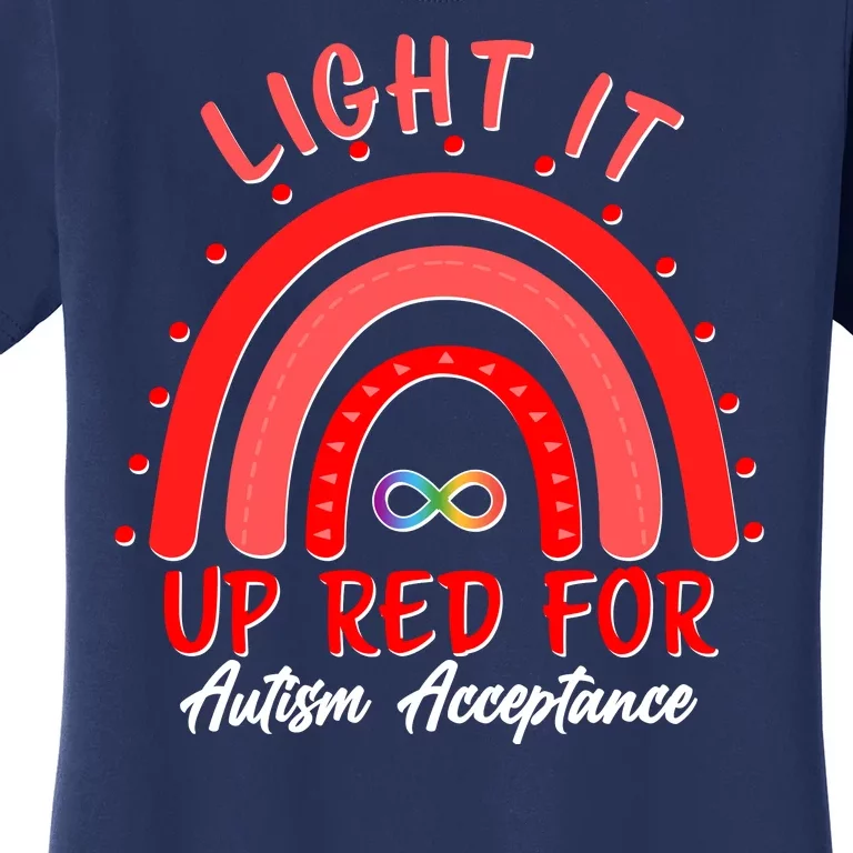 Light It Up Red For Autism Acceptance Red Rainbow Women's T-Shirt