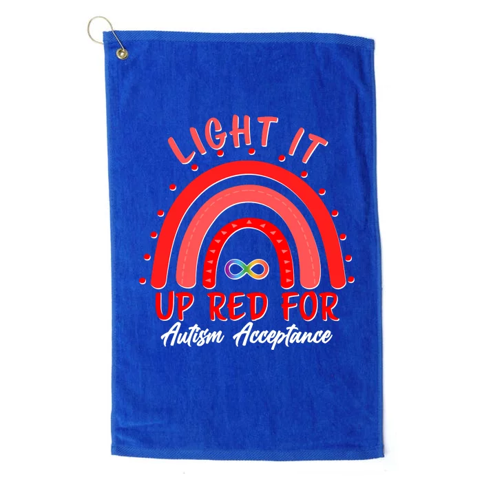 Light It Up Red For Autism Acceptance Red Rainbow Platinum Collection Golf Towel