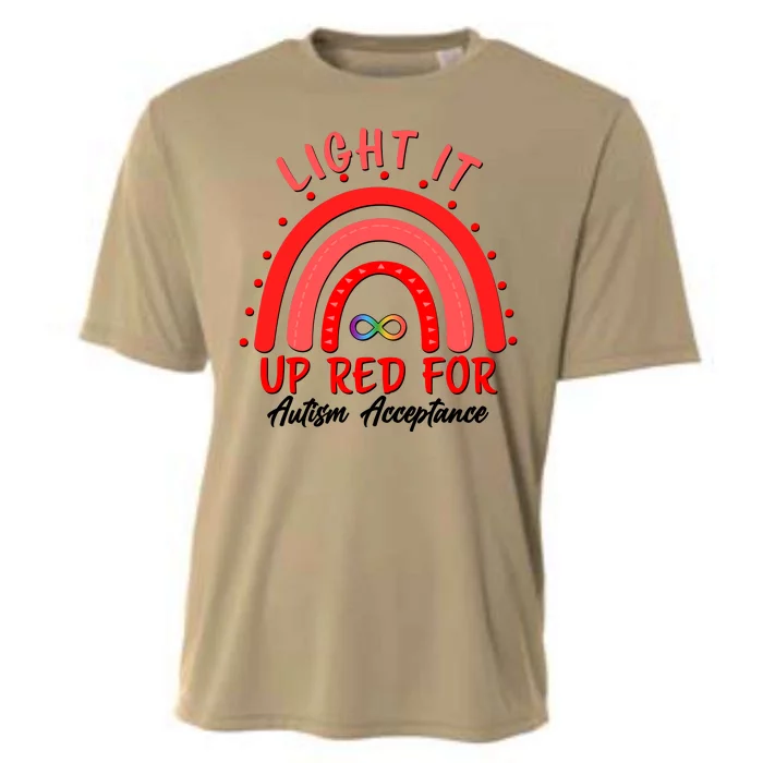 Light It Up Red For Autism Acceptance Red Rainbow Cooling Performance Crew T-Shirt