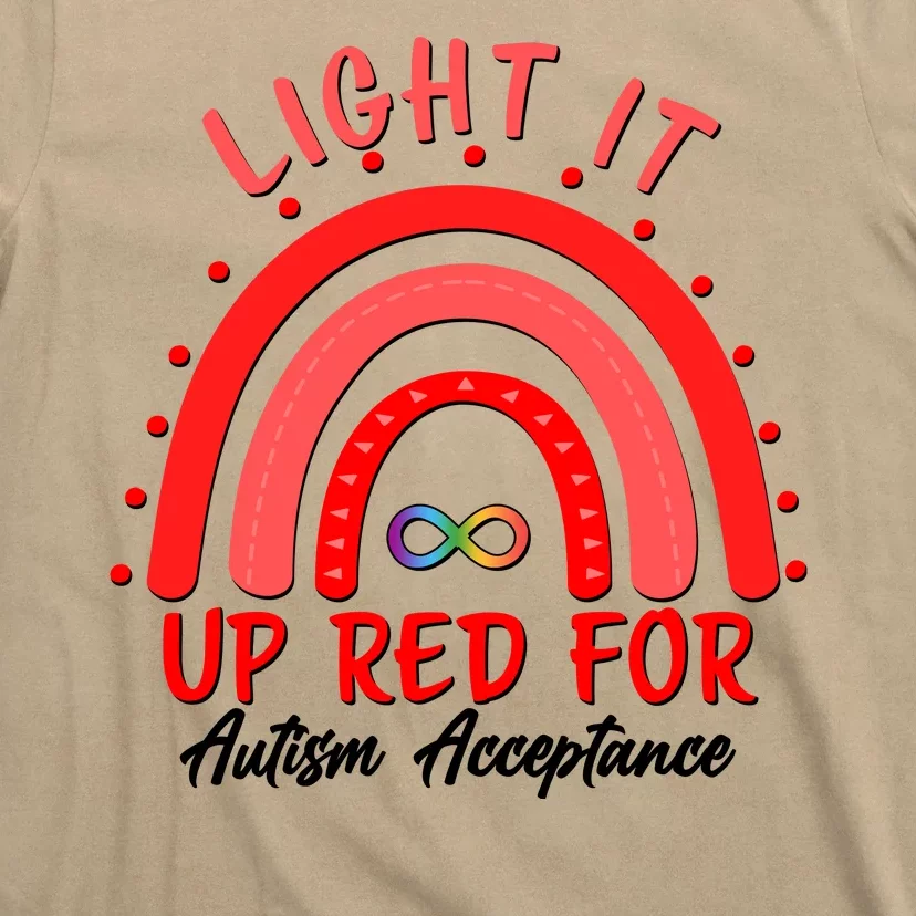 Light It Up Red For Autism Acceptance Red Rainbow T-Shirt