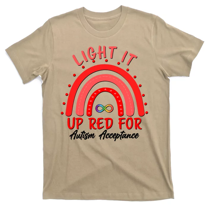 Light It Up Red For Autism Acceptance Red Rainbow T-Shirt