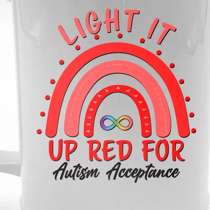 Light It Up Red For Autism Acceptance Red Rainbow Front & Back Beer Stein