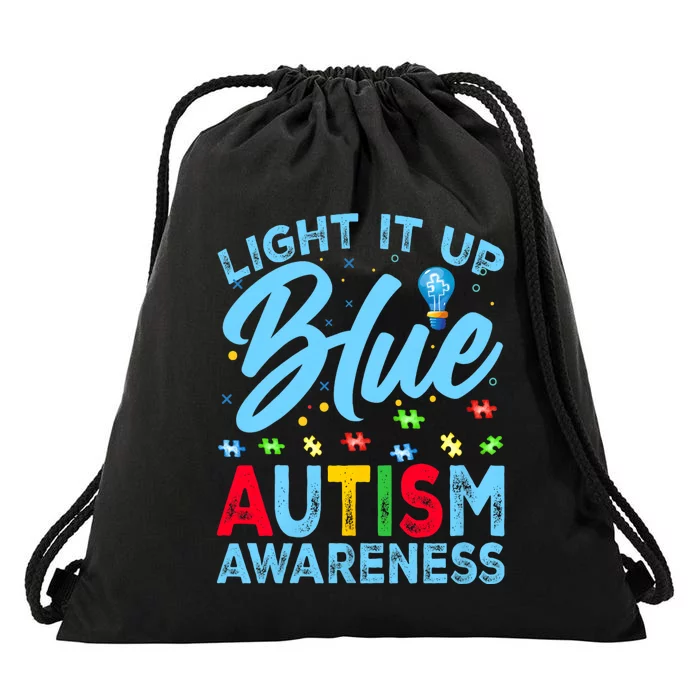 Light It Up Blue Autism Awareness Drawstring Bag