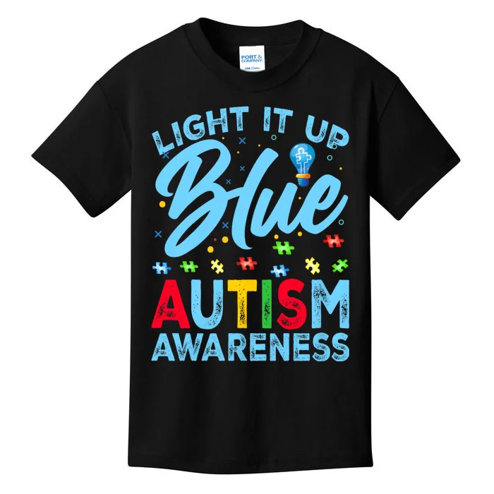 Light It Up Blue Autism Awareness Kids T-Shirt