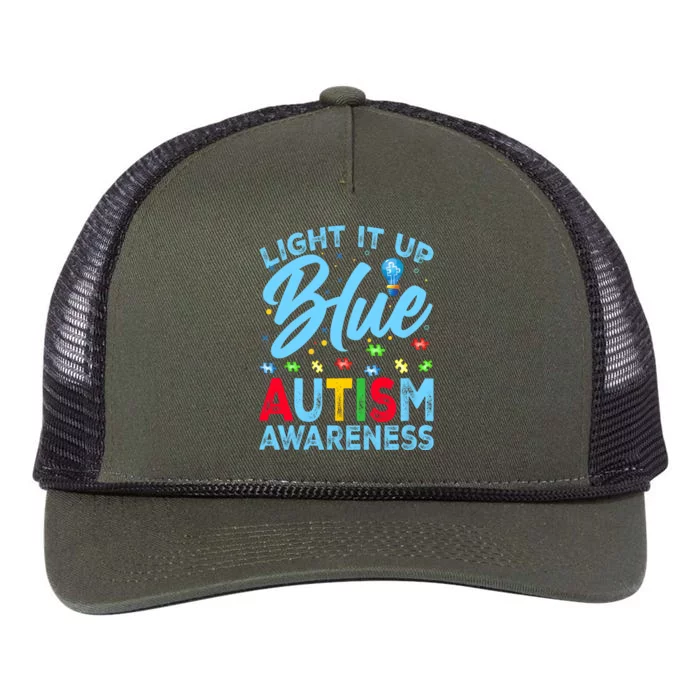 Light It Up Blue Autism Awareness Retro Rope Trucker Hat Cap