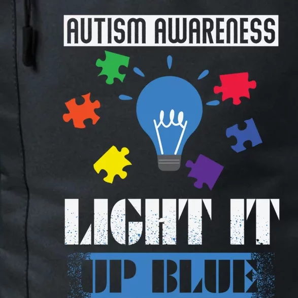 Light It Up Blue Autism Awareness Ribbon Puzzle Pieces Gift Daily Commute Backpack