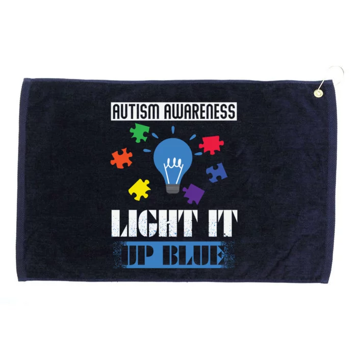 Light It Up Blue Autism Awareness Ribbon Puzzle Pieces Gift Grommeted Golf Towel