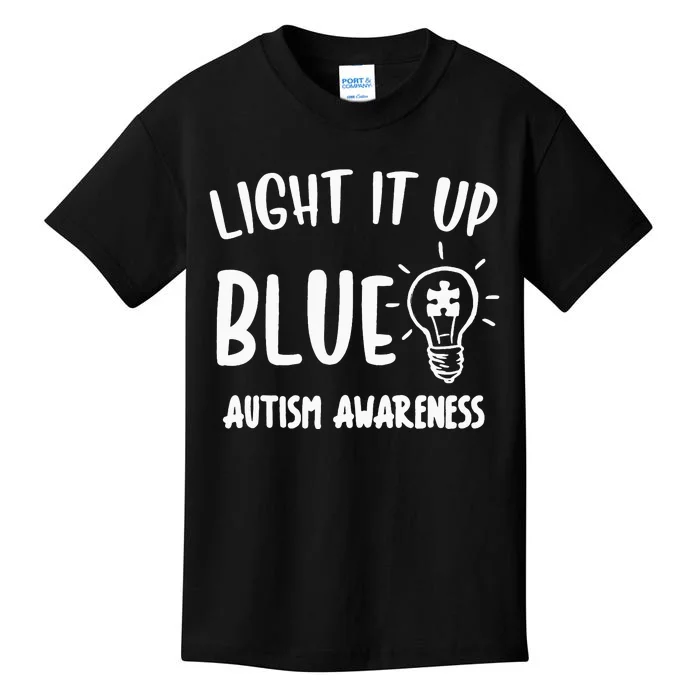 Light It Up Blue Autism I Wear Blue For Warrior Kids T-Shirt