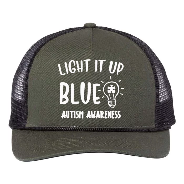 Light It Up Blue Autism I Wear Blue For Warrior Retro Rope Trucker Hat Cap