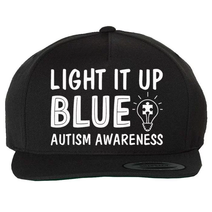 Light It Up Blue Autism I Wear Blue Wool Snapback Cap