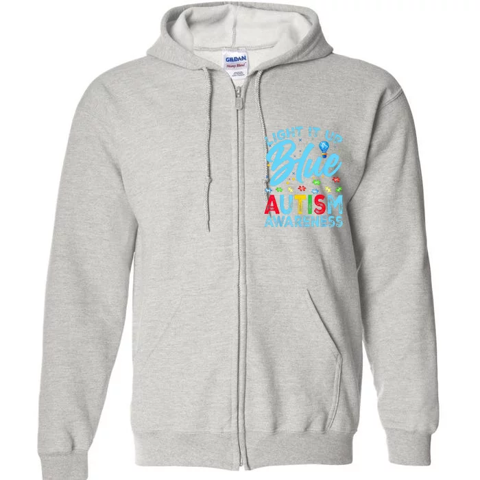 Light It Up Blue Autism Awareness Full Zip Hoodie