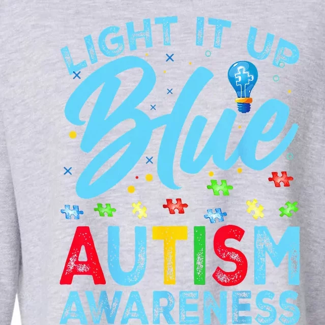 Light It Up Blue Autism Awareness Cropped Pullover Crew