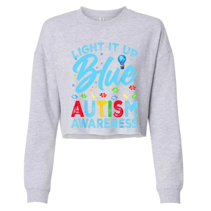 Light It Up Blue Autism Awareness Cropped Pullover Crew