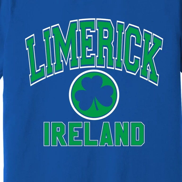 Limerick Ireland Varsity Style Shamrock Green Print Cool Gift Premium T-Shirt