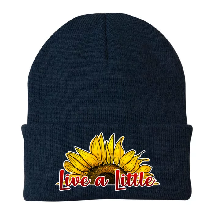 Live A Little Sunflower Knit Cap Winter Beanie