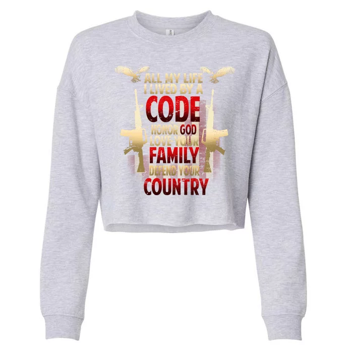 Live By A Code Cropped Pullover Crew