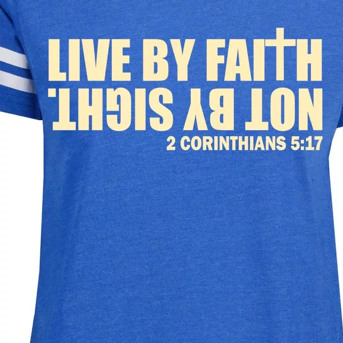 Live By Faith Not By Sight Enza Ladies Jersey Football T-Shirt