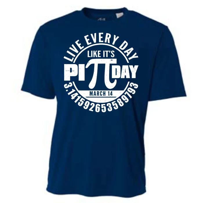 Live Every Day Like It's Pi Day March 14 3.14 Emblem Cooling Performance Crew T-Shirt