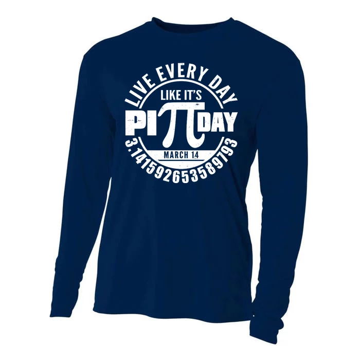 Live Every Day Like It's Pi Day March 14 3.14 Emblem Cooling Performance Long Sleeve Crew