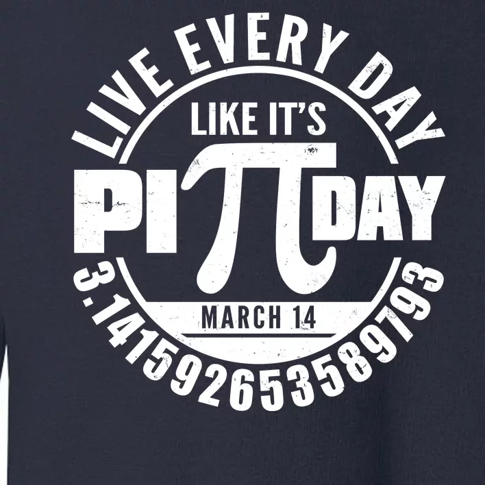 Live Every Day Like It's Pi Day March 14 3.14 Emblem Toddler Sweatshirt