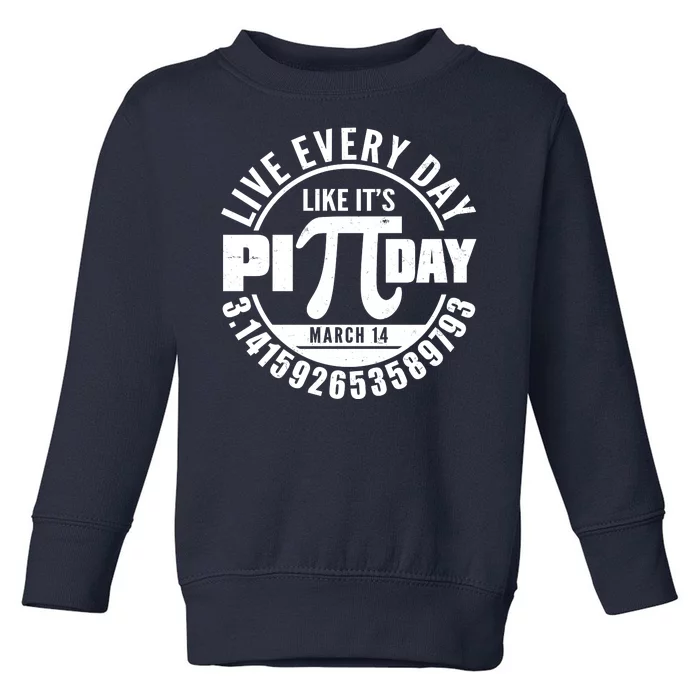 Live Every Day Like It's Pi Day March 14 3.14 Emblem Toddler Sweatshirt