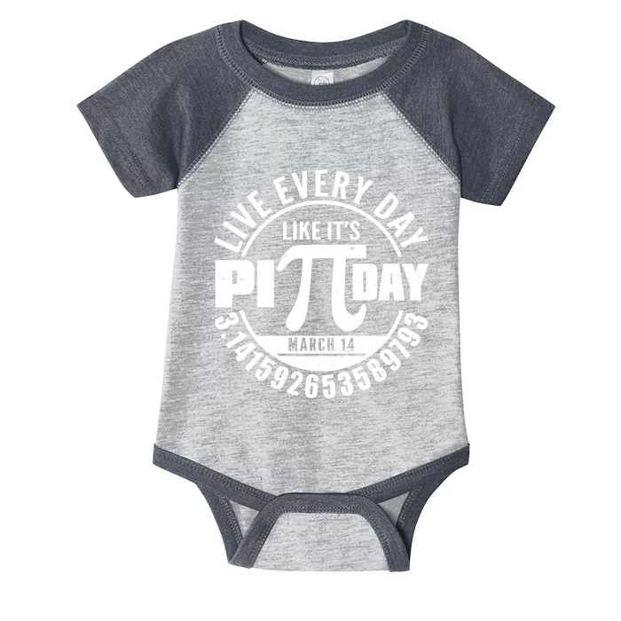 Live Every Day Like It's Pi Day March 14 3.14 Emblem Infant Baby Jersey Bodysuit