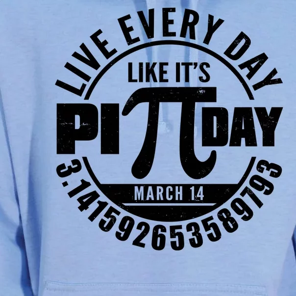 Live Every Day Like It's Pi Day March 14 3.14 Emblem Unisex Surf Hoodie