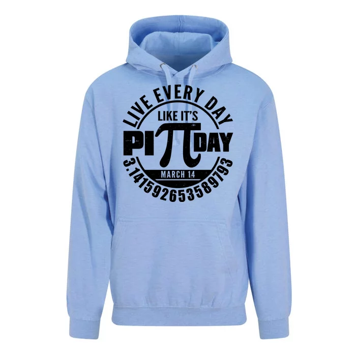 Live Every Day Like It's Pi Day March 14 3.14 Emblem Unisex Surf Hoodie