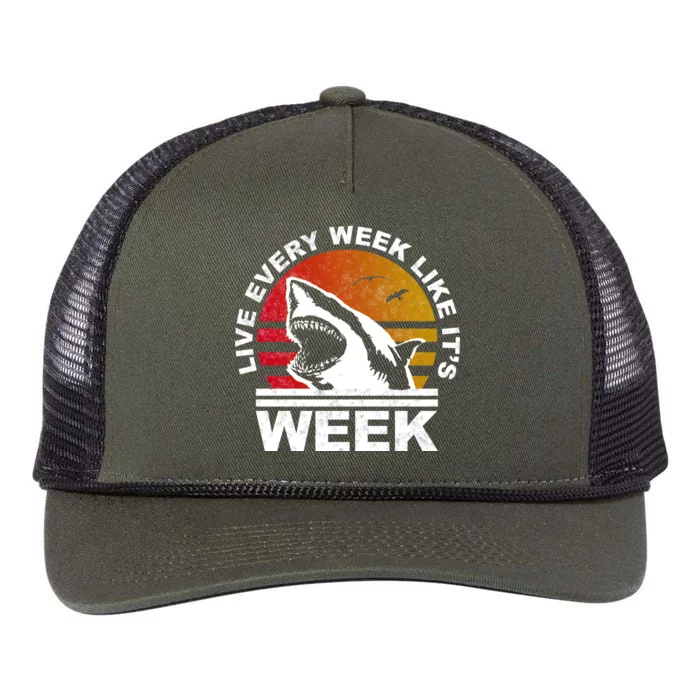 Live Every Week Like It's Shark Week Retro Rope Trucker Hat Cap