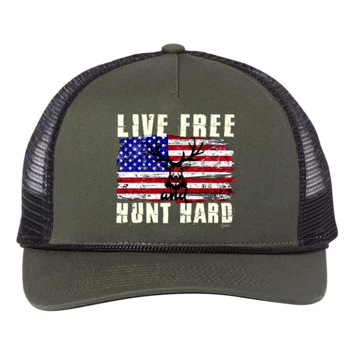 Live Free Hunt Hard Retro Rope Trucker Hat Cap