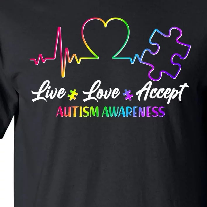 Live Love Accept Autism Awareness Rainbow Tall T-Shirt