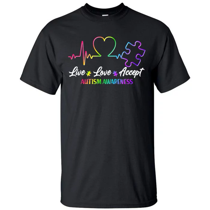 Live Love Accept Autism Awareness Rainbow Tall T-Shirt