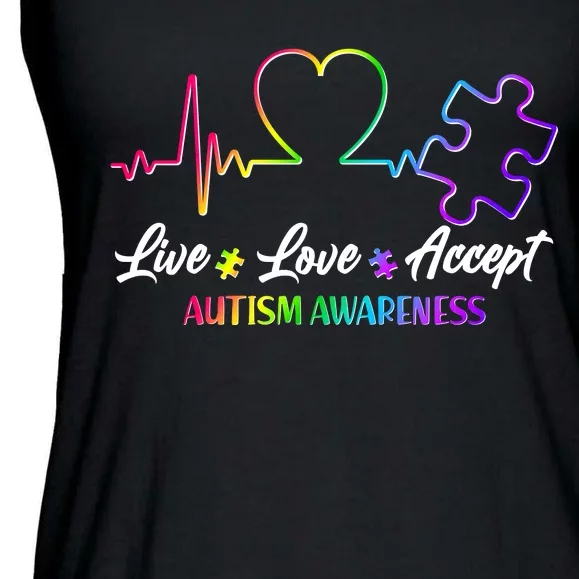 Live Love Accept Autism Awareness Rainbow Ladies Essential Flowy Tank