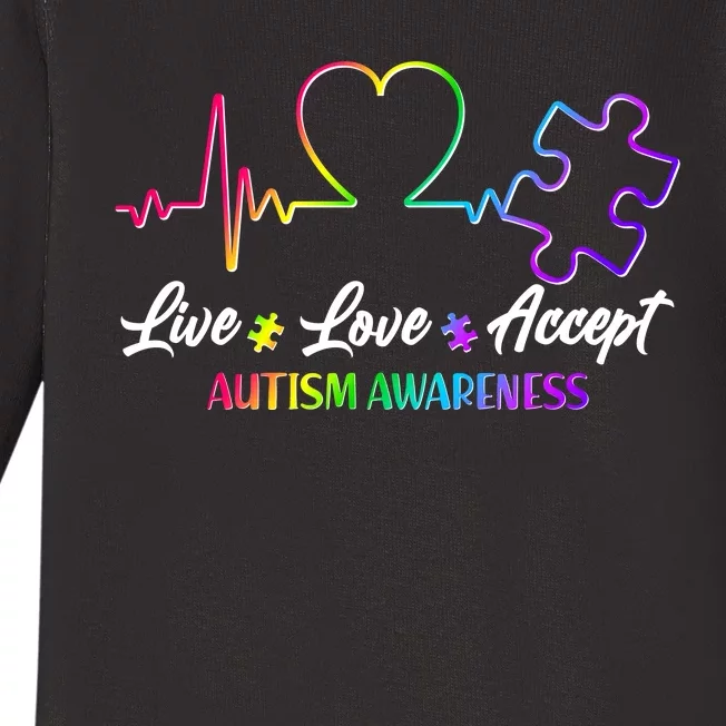 Live Love Accept Autism Awareness Rainbow Baby Long Sleeve Bodysuit