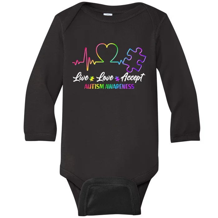 Live Love Accept Autism Awareness Rainbow Baby Long Sleeve Bodysuit