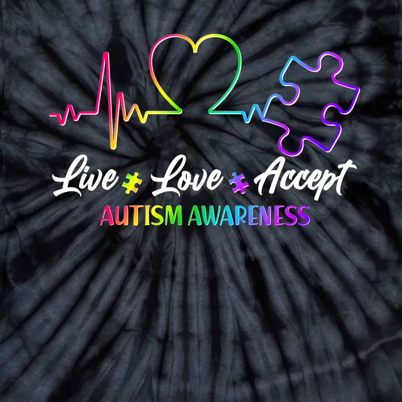 Live Love Accept Autism Awareness Rainbow Tie-Dye T-Shirt