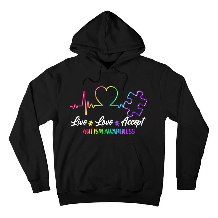 Live Love Accept Autism Awareness Rainbow Tall Hoodie