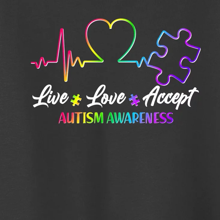 Live Love Accept Autism Awareness Rainbow Toddler T-Shirt