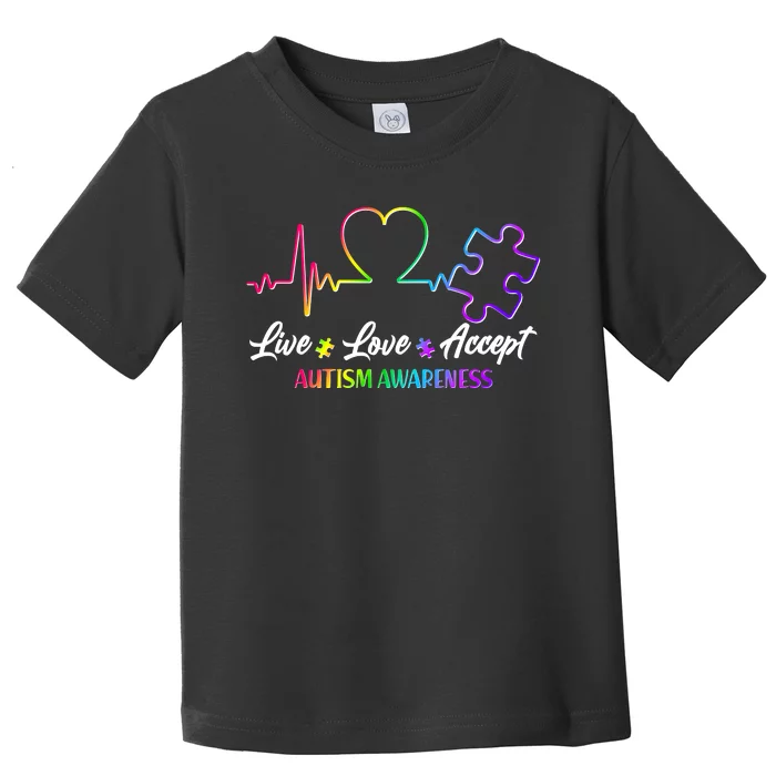 Live Love Accept Autism Awareness Rainbow Toddler T-Shirt