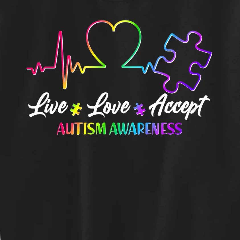 Live Love Accept Autism Awareness Rainbow Kids Sweatshirt