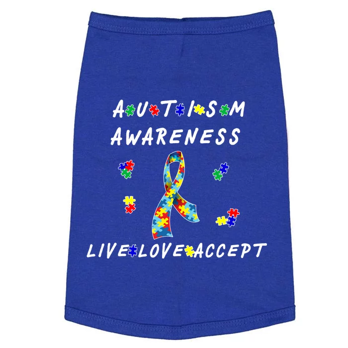 Live Love Accept Autism Puzzle Piece Ribbon Doggie Tank