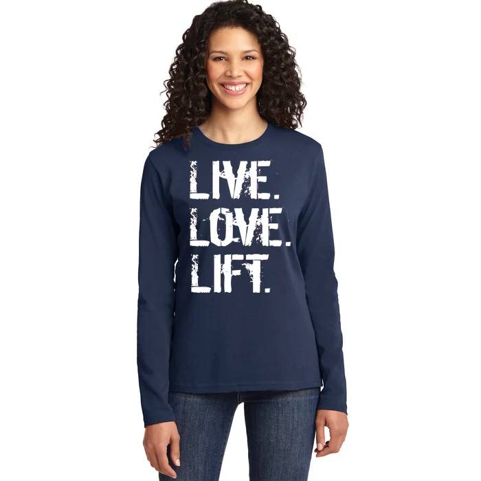 Live Love Lift Retro Fitness Ladies Long Sleeve Shirt