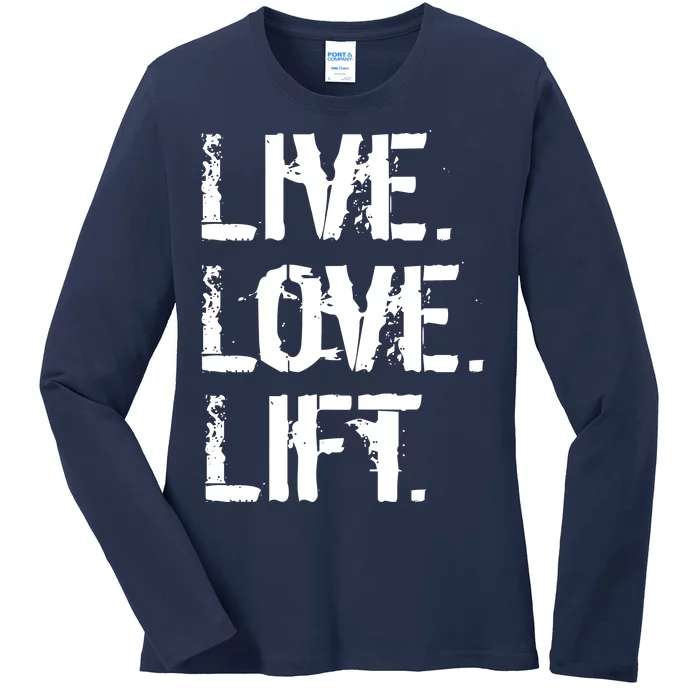 Live Love Lift Retro Fitness Ladies Long Sleeve Shirt